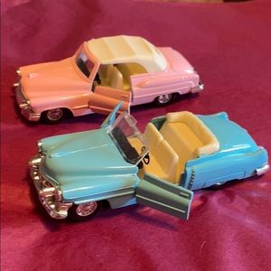 Pullback and go retro cars, pink/blue, NWOT, 5”